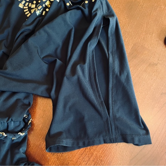 THALIA SODI Size S Black Cold Shoulder Embellished Mini Dress - Picture 5 of 12